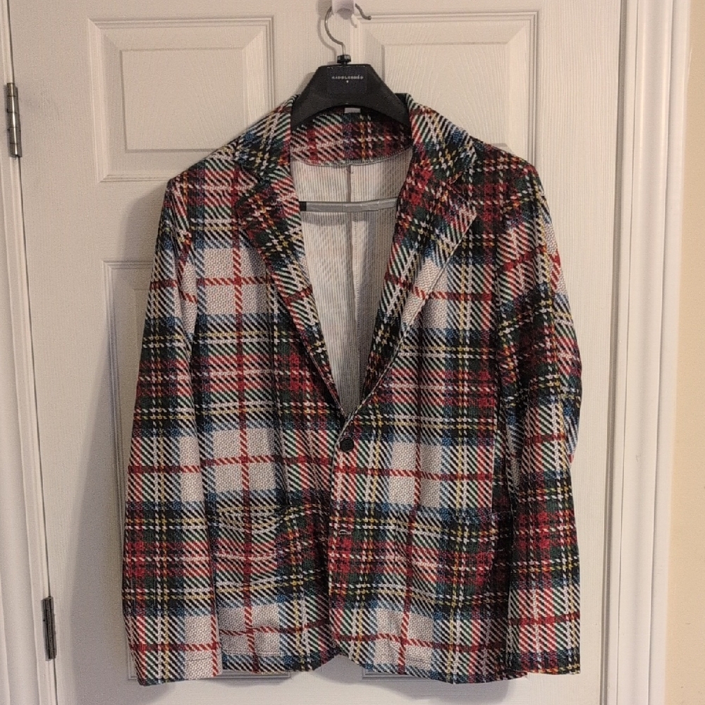 Plaid Blazer with Multicolor Pattern